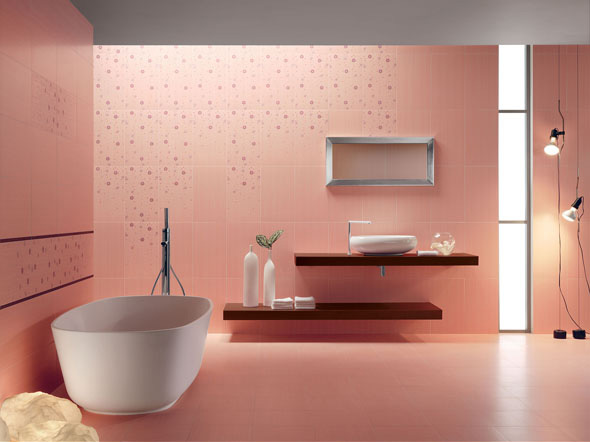 Ванная комната в персиковом цвете