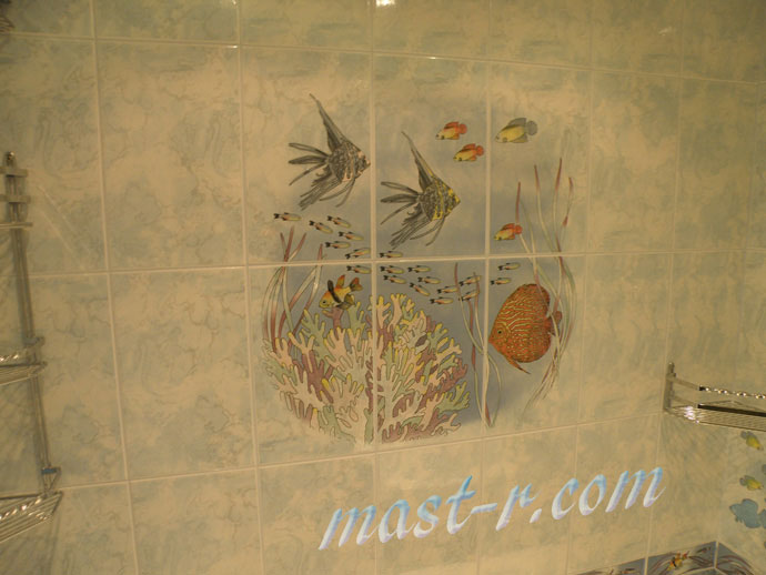 дизайн ванной комнаты, ремонт ванной комнаты панно из плитки